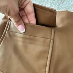 Olivaceous  Faux Leather Mini Skirt – Camel Tan Utility Pockets Photo 5