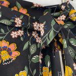 T Tahari NEW  A-Line Skirt Black/Rust Floral Print Side Split Size 2 Modest Fairy Photo 9