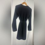 EXPRESS  Zipper Front Shirt Dress XS Black Long Sleeve Roll Tabs tie waist Photo 2