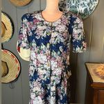 Vintage 90’s Lady Dorby Floral 2 Piece Top & Skirt Large Blue Photo 1