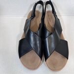 Clarks Black Leather Strappy Wedge Sandals Womens 10 Comfort Shoes Beachy Summer Photo 5