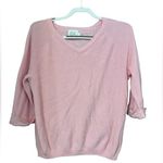 EK Edinburgh Knitwear Pink Pima Cotton 3/4 Sleeve Sweater Size L Photo 0