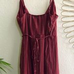 Red burgundy and white striped cami spaghetti strap dress with adjustable straps Photo 2