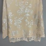 Jolt  Tank Top Metallic Lace Hem V-Neck‎ Cream Sleeveless Women Size Medium Lined Photo 4