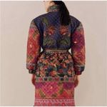 Farm Rio  Puffer Coat jacket M Midi Longline Belted Patchwork Parrot Reversible Photo 3