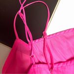 Line and Dot  Adelyn Hot Pink Maxi Slip Dress Square Neck Spaghetti Straps Ruffle L Photo 10