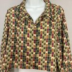 Vintage Blouse DIY Crop Top‎ Block Pattern Long Sleeve Funky Button Photo 0