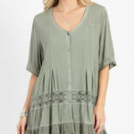 POL Green Crochet Trim Short Sleeve Blouse Top S Photo 0