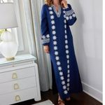 Sail To Sable Navy Embroidered Caftan Photo 2
