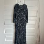 Mac Duggal  | 5124 Beaded Long Sleeve  Evening‎ Gown Charcoal Sequin Size 16 Photo 7