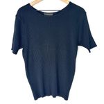 Classiques Entier Vintage  Black Ribbed 100% Silk Top Size L Quiet Luxury Classic Photo 5