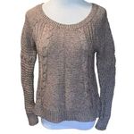 American Eagle Sweater Women Small Tan Cable Open Knit Back Long Sleeve Pullover Photo 0