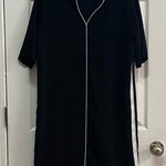 Tahari  Black Tunic Dress White Trim Short Sleeve Casual Size‎ L Photo 0