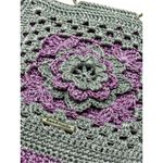Handmade Thick Crochet Granny Square Bag – Boho Floral Purse Metal Chain Strap Purple Photo 2