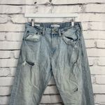 PacSun  Slim Taper Jeans Light Wash Raw Hem Distressed Mid Rise Women’s 30X30 Y2K Photo 4