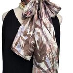 Cynthia Rowley 100% silk abstract watercolor floral long scarf 12.5 x 66” Photo 0