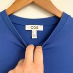 COS  Long-Sleeved Gathered Midi Dress Blue Size Small Photo 4
