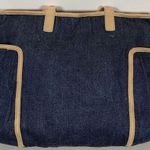 Eddie Bauer  Reversible Canvas Tote Denim/Stripe W/ Faux Suede Trim/Handles Photo 3