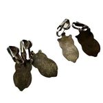 Vintage Owl Clip On Earrings Abalone Shell Yellow Set Photo 3