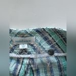 NWOT Sundance Women's Gigi Pants Green/White Plaid Cotton Straight Leg Pockets S Blue Photo 4