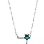 Silver and Blue Star Crescent Necklace Photo 0