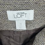 Loft  Marisa Brown Chevron Gold Shimmer Wide Leg Cuffed Tweed Pants Size 10 Photo 5