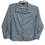 Tommy Hilfiger roll tab sleeve Cotton blue+white polka dots women's shirt XXL Photo 1