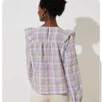 Loft 3 for $30  Women's Lavender Purple Plaid Ruffle Peasant Blouse Photo 1