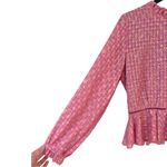 Stine Goya Medium Shirley Top Stars Pink Long Sleeve Peplum Open Back Blouse Photo 4
