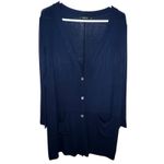 YALA LESLIE LONG SLEEVE OVERSIZE BAMBOO CARDIGAN SLOUCH POCKETS BLUE WOMEN S/M Photo 1