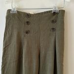 Rag Poets  Green Linen Straight Leg Cropped Pants Size Small Elastic Waist Photo 1