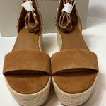 Marc Fisher Jazlyn brown suede studded ankle strap platform espadrille sandals Photo 2