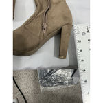 Wild Diva Womans Size 6.5 Brown Faux Suede Otk 1/4 Zip Block Heel Boots Photo 1