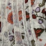 Karen Kane ivory, rust and purple floral print dolman sleeve semi sheer blouse M Photo 3