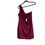 NWT  Dresses Lulus Burgundy Lisette Satin One-Shoulder Mini Dress Photo 4