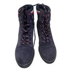 Tommy Hilfiger  Navy Wedge Suede Leather Ankle Twsolenne Bootie Heel Boots Size 6 Photo 2