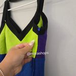 Vintage 90’s Ashley Brooke Cutout Colorblock Linen Mini Dress Blue Size 10 Photo 4