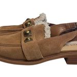 Amanda & Chelsea Chelsea And Violet Slingback Loafer Womens 7.5 Tan Suede Faux Fur Stud Flats Photo 2