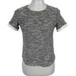 ZARA  Trafaluc Textured Knit Short Sleeve Crew Neck Top Medium Gray White Photo 0