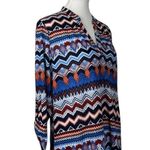 Absolutely Famous Popover Top Split Neck Tab Sleeves Blue Women’s Size Large Photo 1
