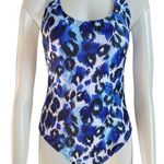 Nicole Miller women's size M aqua cheetah print one piece racerback swimsuit NWT Photo 0