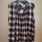 Gap NWT Pintuck Plaid Sleeveless Shirt size XL Photo 1