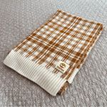 Timberland Tan & Cream Checkered Plaid Scarf NWOT Photo 1