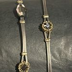 Women’s vintage set of 2 dainty two tone‎ crystal bangle bracelets one size Silver Photo 2