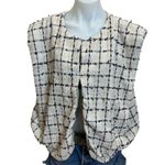English Factory White Black Tweed Vest Boulce LARGE Boxy Oversized Designer $210 Photo 3