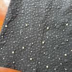 NWT Joh. Willis Black Textured A line Midi Skirt Pearl & Rhinestones Sz L 💚🎀 Size L Photo 8