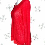 Faded Glory  beautiful red sparkly holiday sweater with peek a boo sheer … Photo 4
