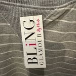 Wishlist Gray Striped Puff Sleeve Top Size L NWT Casual Soft Tee Photo 9