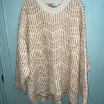Free People Beach Oversized Grandpa Sweater XL Womens Tan Blush Pullover Crew Photo 1