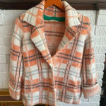 Soft Surroundings ‎ Briony Soft Plaid Orange White Collared Sweater Jacket Size S Photo 0